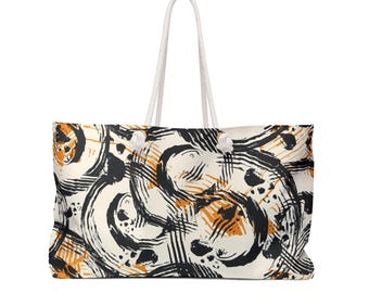 Weekendväska med abstrakt cirkelmönster – Boho Travel Carryall