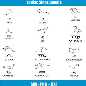 Zodiac Signs SVG Bundle, Constellation Signs svg, Astrology, Horoscope, Astrology Signs svg, Zodiac Symbols svg, Cut File Cricut, Silhouette