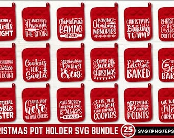 Porte-pot de Noël SVG Bundle, Noël SVG, Potholder svg, Four Mitt SVG, Cuisine SVG, Cuisson SVG, Citations de cuisine drôles, Fichier coupé Cricut