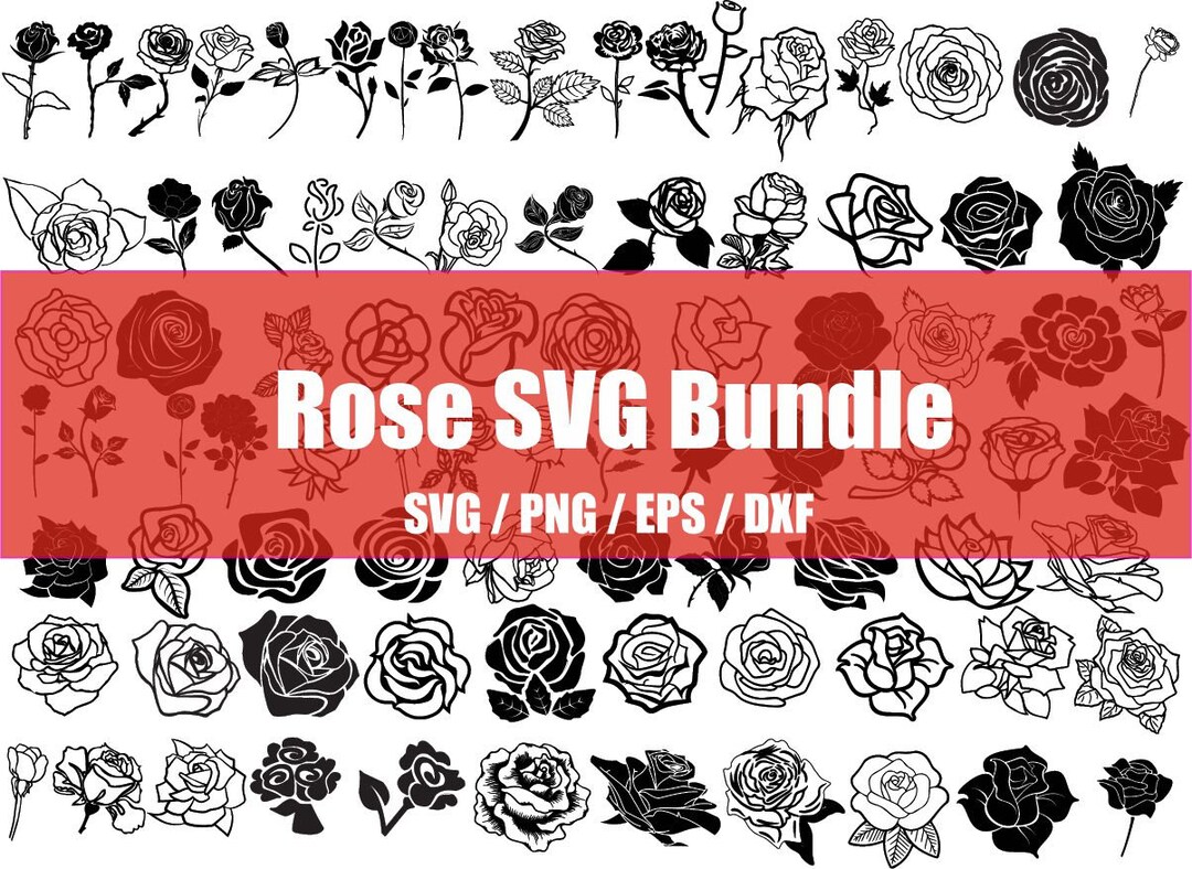 86 ROSE SVG Bundle Rose Clipart Svg Bundle ROSES Svg Rose Silhouette Rose Vector Cut Files for