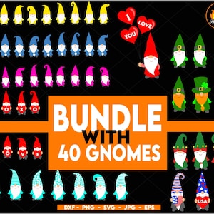 Gnome SVG, Cute Garden Gnome SVG, Nordic Gnome Svg, Gnome Clipart, Flower Gnomes svg, Christmas Gnomes Svg, Cut File, Silhouette, dxf, eps