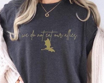 We Do Not Eat Our Allies Shirt, Fourth Wing Tee, Dragon Rider Tee, Dragon T-Shirt, Basgiath War College Tee, , Xaden Fourth Wing Merch