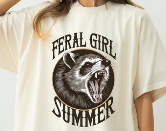 Comfort Colors Feral Girl Summer Shirt, Funny Raccoon Shirts, Raccoon Tee, Feral Shirt, Girl Shirt, Wild Shirt, Vintage Shirt, Funny