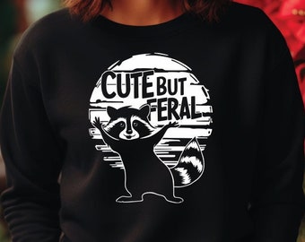 Feral Girl Summer Sweathirt, Funny Raccoon Sweatshirts, Raccoon Hoodie, Feral Hoodies, Cowgirl Tee, Wild Sweat, Vintage Hoodie, Fun