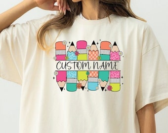 Comfort Colors Custom Teacher Shirt: Personalized Pencil Design