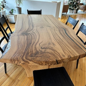 Handmade Live Edge Chestnut Dining Table: Rustic Modern Centerpiece