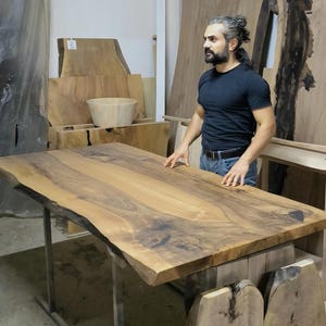 Table à manger Live Edge en noyer, bureau en noyer Live Edge, table à manger Live Edge | Table à manger en noyer | Table rustique moderne