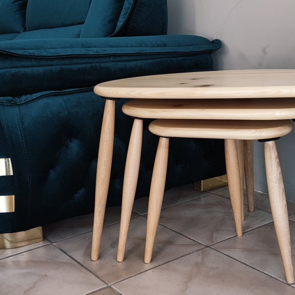 1950s Ercol style nest of tables - wooden furniture in a retro style -  side table