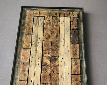 Reclaimed Wood Wall Art, Lath, Pattern, Chevron Black Friday Sale 24" long x 16,5" wide  (61x38 cm)