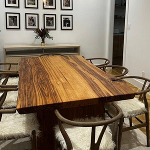 Handmade Chestnut Live Edge Dining Table: Rustic Modern Farmhouse Table