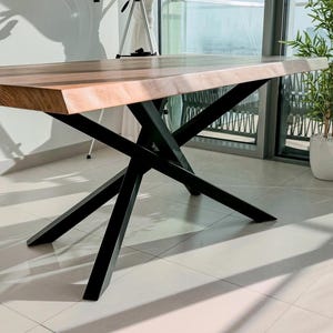 Crossed Steel Table Base: Modern Spider Legs, Dining Table