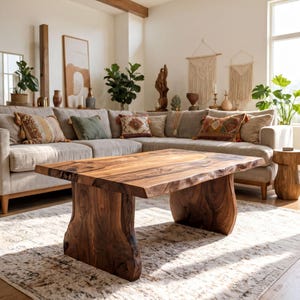 Live Edge Coffee Table | Solid Wood Natural Edge Table | Custom Rustic Furniture | Handcrafted Walnut Living Room Decor