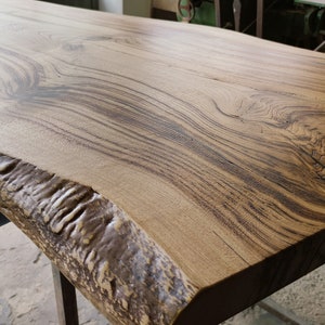 Live edge dining table Chestnut Desk Live Edge , Tree Trunk Leg Slab Table Maple Dining Table Rustic Modern Dining Table image 6