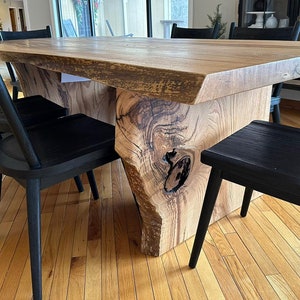 Live edge dining table Chestnut Desk Live Edge , Tree Trunk Leg Slab Table Maple Dining Table Rustic Modern Dining Table image 5