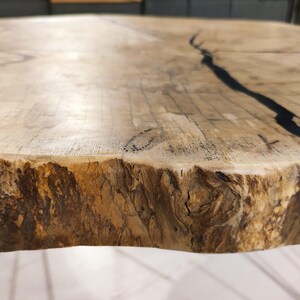 Round Coffee Table, Live Edge Slab - Natural Grain | Metal Legs | 36 In | Handcrafted image 6