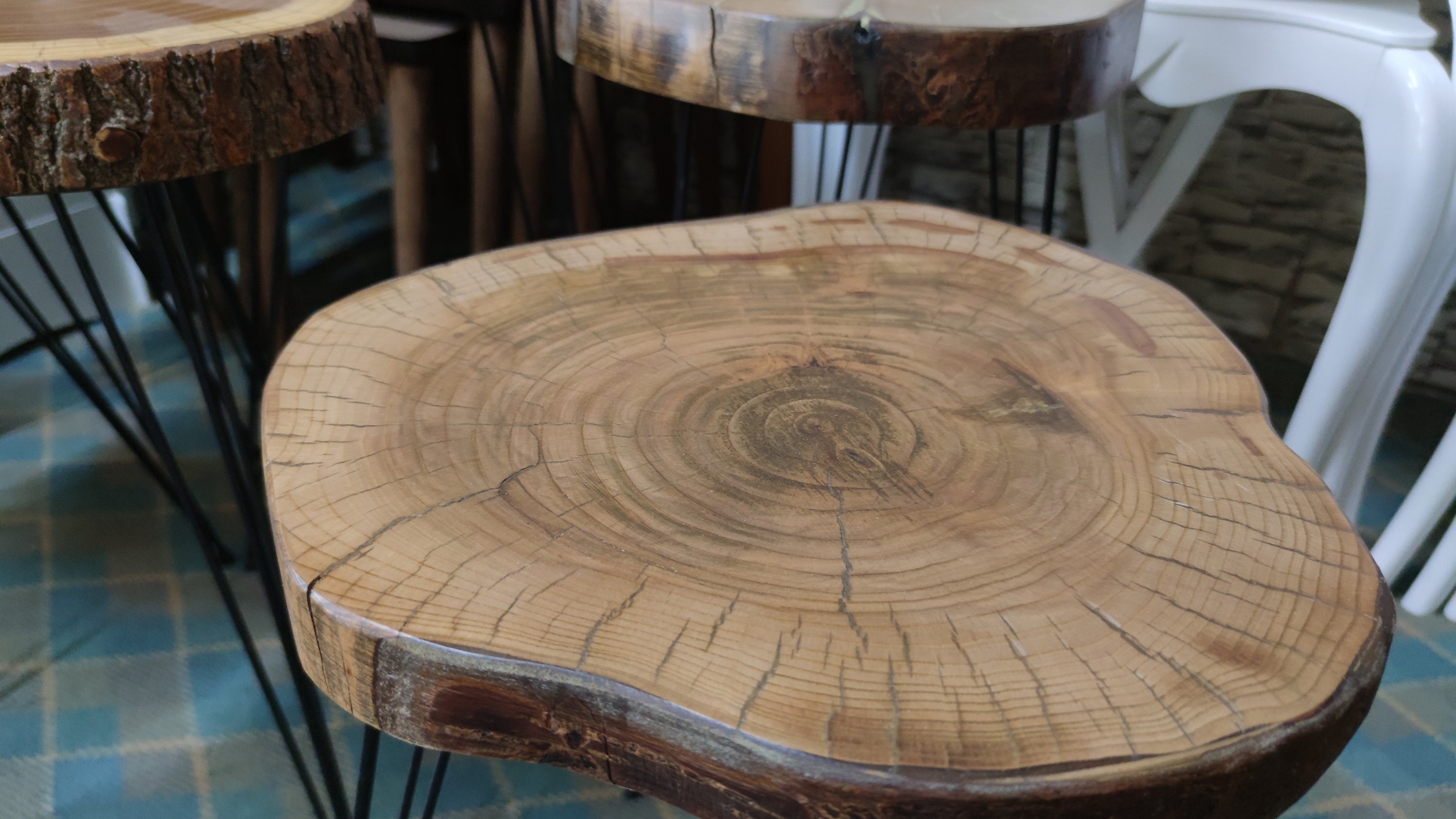 Rustic Table Round Dark Wood Coffee Table Live Edge Rustic - Etsy
