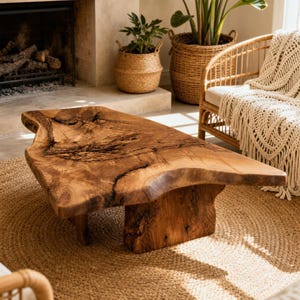Live Edge Walnut Coffee Table - Handmade Wood Rustic Centerpiece - Natural Edge Farmhouse Living Room Furniture