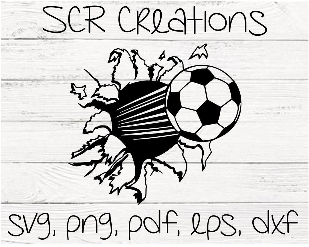 Soccer Ball Through the Wall, Svg, Png, Dxf, Eps and Pdf Files, instant