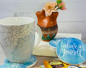 Watercolor Inspirational Coaster set, Watercolor, Coasters, Inspirational, Home décor, Coffee table Décor, Useful Gifts, House Warming Gift