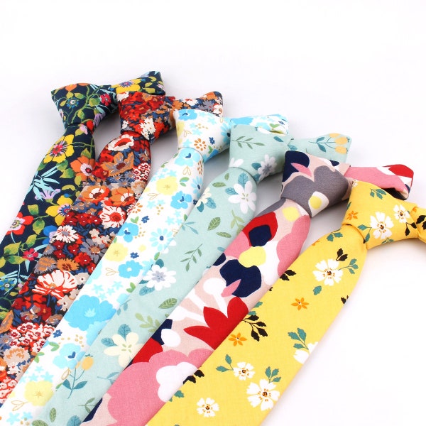 Floral Tie |Cotton Neckties For Men |Adult Neck Ties|Men's Skinny Neck Tie|Gift For Wedding|Necktie Gift |Print Cotton Necktie|Wedding Tie