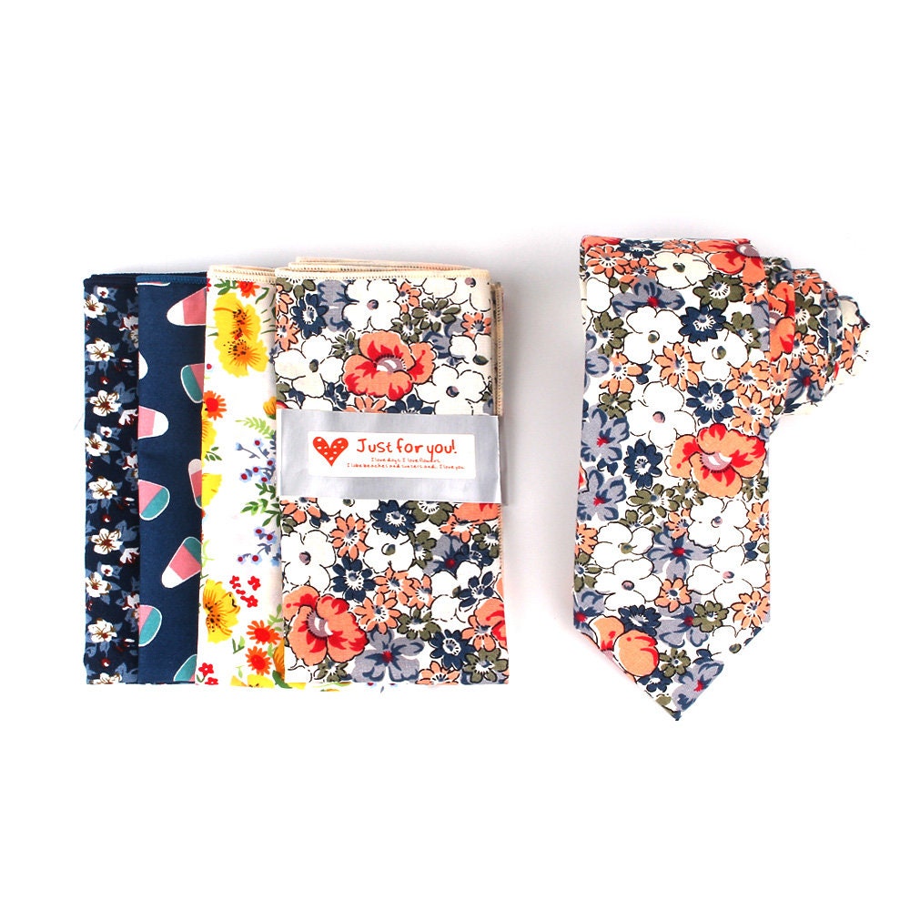 Floral Tie Pocket Square Setcotton Neckties for Men adult Etsy