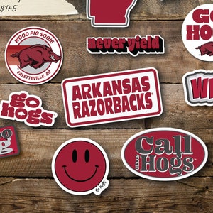 Arkansas Razorbacks Vinyl Stickers | Sticker sets & Individual | Licensed Product | Wooo Pig | Go Hogs | Fayetteville | Call the Hogs | WPS