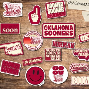 OU SOONERS Vinyl Stickers | Set or Individual | Officially Licensed | University of Oklahoma | Boomer Sooner | Water Bottle | Laptop Sticker