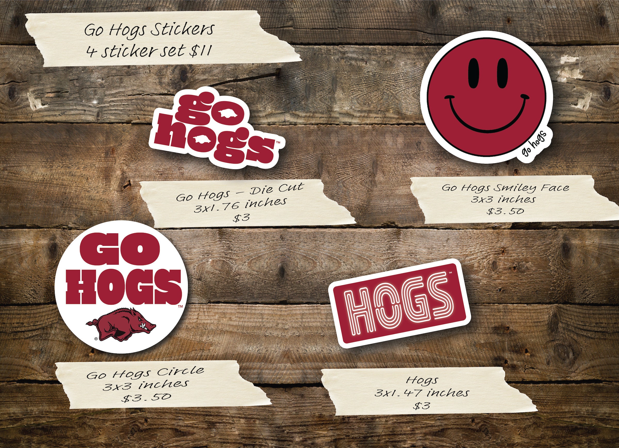 Arkansas Razorbacks Vinyl Stickers | Sticker Sets & Individual ...
