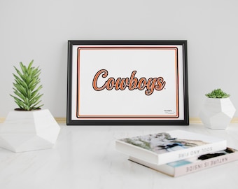 Oklahoma State Cowboys Print - Officially Licensed  - UNFRAMED | Go Pokes | OSU Alumni | Fan Gift | Office Dorm Decor
