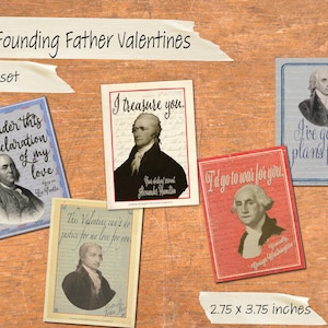 DIGITAL DOWNLOAD - Printable -US Gründervater Valentines | uns Geschichte | Vorfahren | Vaterländisch | Washington | Hammond | Franklin