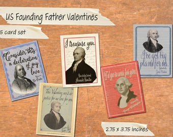 DIGITAL DOWNLOAD - Printable -US Founding Fathers Valentines | us history | Forefathers | Patriotic | Washington | Hamilton | Franklin