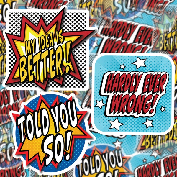 Comic Book Inspired Vinyl Stickers - 3 sticker pack or individual