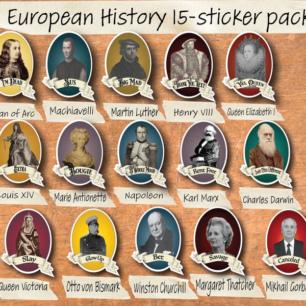 European History Vinyl Stickers - Sticker Sets or Individual | AP Euro Stickers | History Teacher Stickers