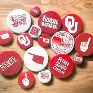 OU Sooners Pinback Buttons - Officially Licensed - Boomer Sooner | Go OU | University of Oklahoma
