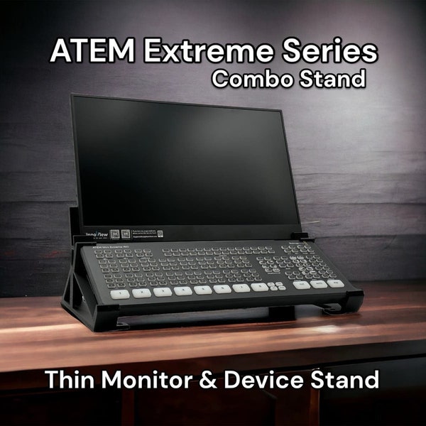 Combo Stand for Blackmagic ATEM Mini Extreme and LCD Monitor w\ Attachment Slots