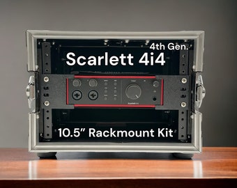 Focusrite Scarlett 4i4 4th Gen 10,5-Zoll-Rack-Montage-Kit, PETG-Halterungen, Gummibänder, Gurt - Studioaufnahme Zubehör & Rack-Montage