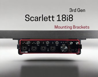 Focusrite Scarlett 18i8 (3rd generation) Desk Mounting Bracket |  Reversible Retention Security Clips | Snug Fit | Screws included.