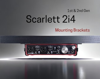 Focusrite Scarlett 2i4 (1st & 2nd Gen) - Desk Mounting Bracket | Reversible Retention Security Clips | Snug Fit | Screws included.