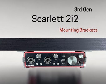 Focusrite Scarlett 2i2 (3rd generation) Desk Mounting Bracket | Reversible Retention Security Clips | Snug Fit | Screws included.