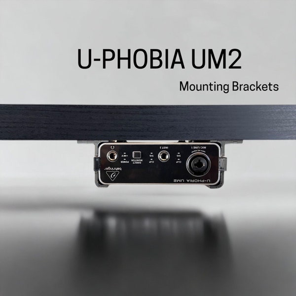 Behringer U-Phoria UM2/UMC22 Desk Mounting Bracket | Reversible Retention Security Clips | Snug Fit | Screws included.