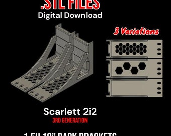 Kit di montaggio su rack 1.5U per download digitale per Focusrite Scarlett 2i2 3a generazione di file STL – 3 varianti Accessorio per montaggio su rack da studio