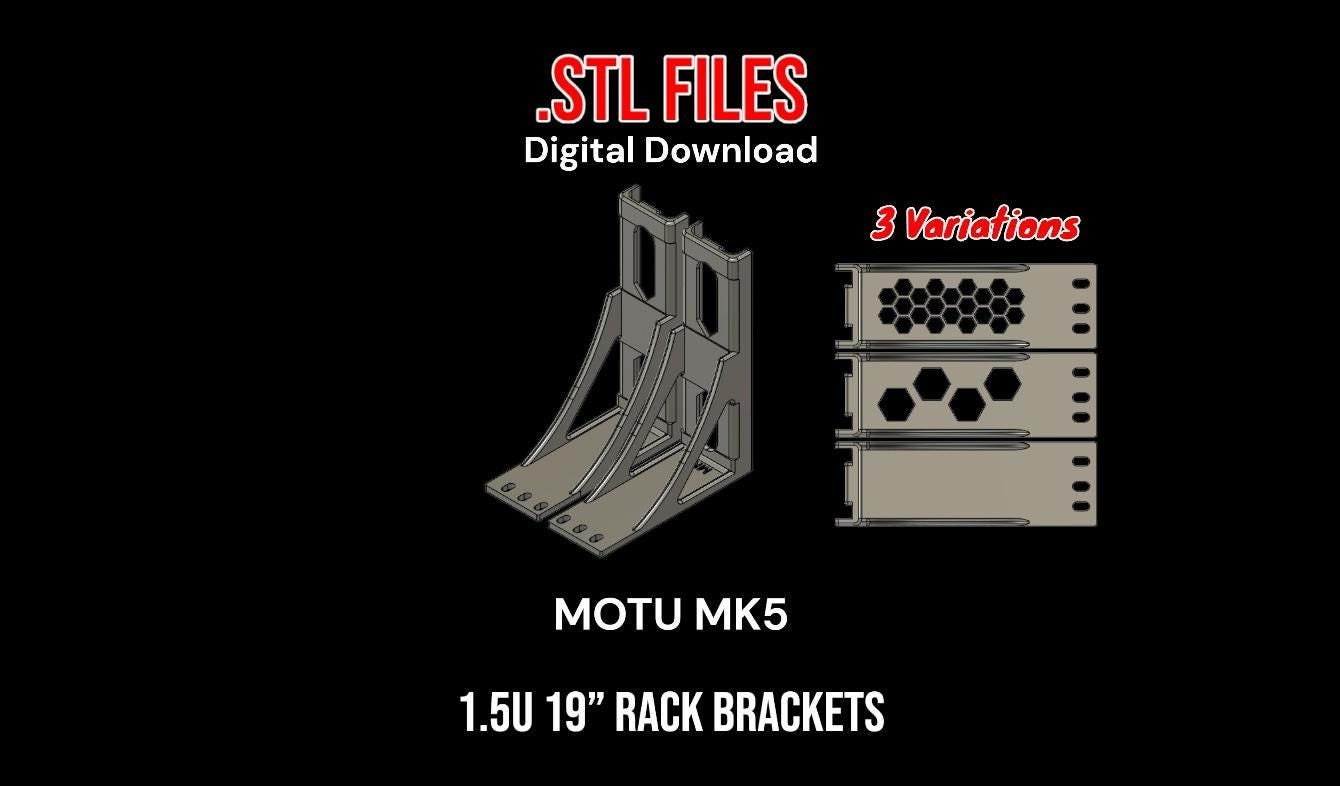 Digital Download 1.5U Rack Mount Kit for MOTU UltraLite MK5 STL Files – 3 Variants Studio Rack Mount Accessory