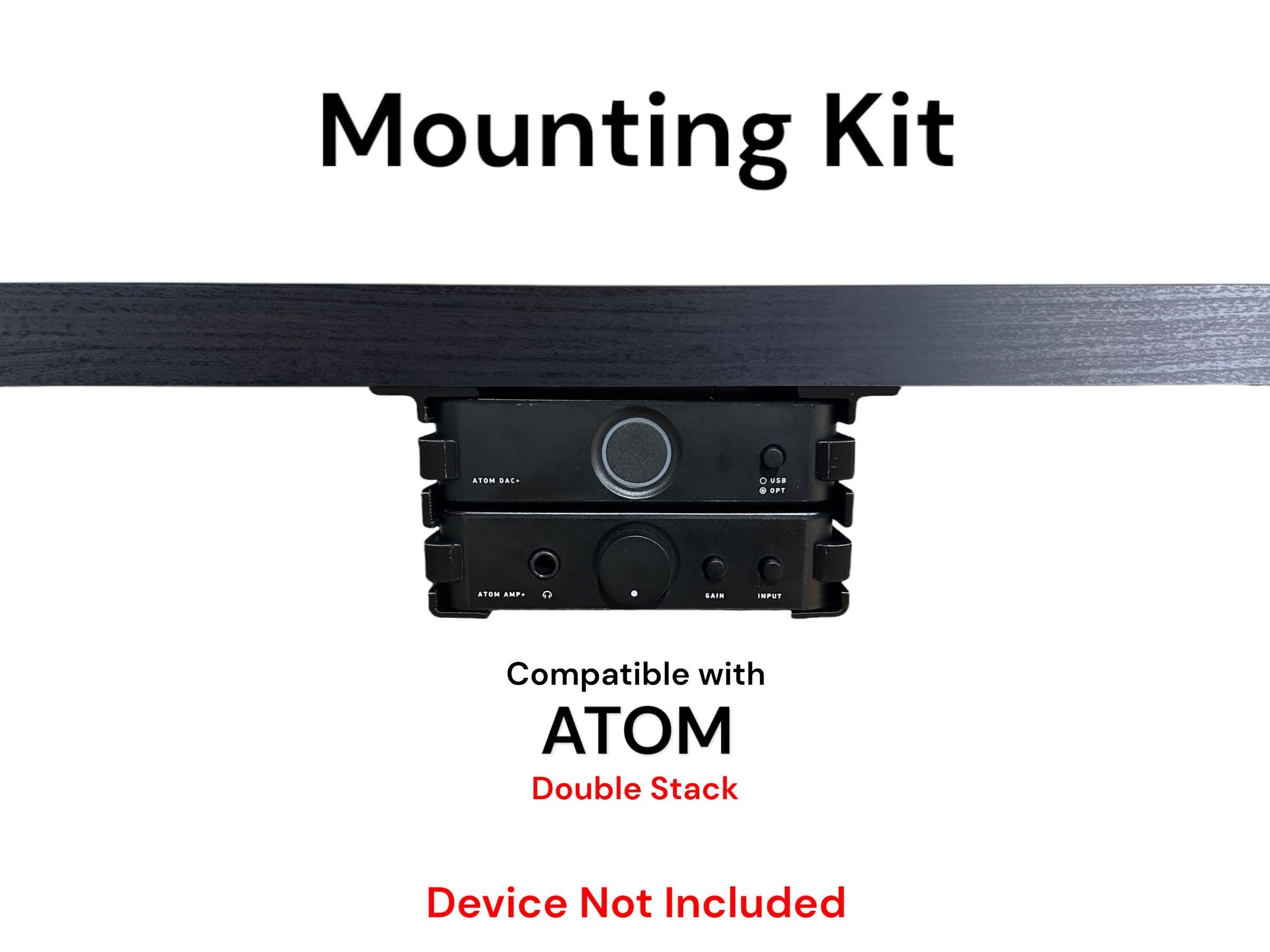 Desk Mount Kit for JDS LABS Atom Amp & DAC (Double Stack) - Under Desk Mount Brackets with Reversible Clips - Secure Mounting Accessories