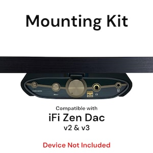 May include: A black mounting kit for the iFi Zen Dac v2 & v3. The kit includes a black metal bar and mounting hardware. Device not included.