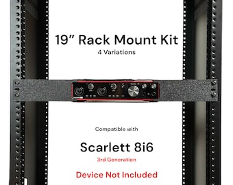 Rack Mount Kit for Focusrite Scarlett 8i6 3rd Gen - 19&quot; 1.5U PETG Brackets with Straps, Studio Recording Rack Accessory, 4 Variations
