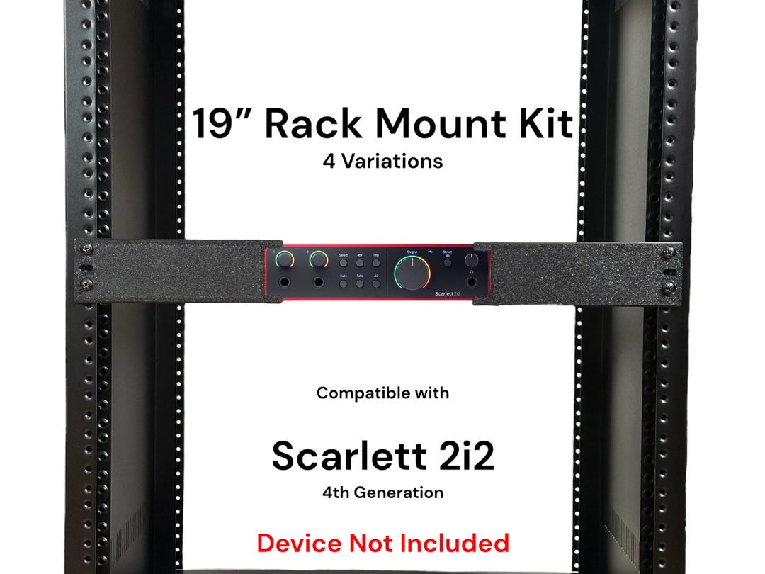 Rack Mount Kit for Focusrite Scarlett 2i2 4th Gen - 19” 1.5U PETG