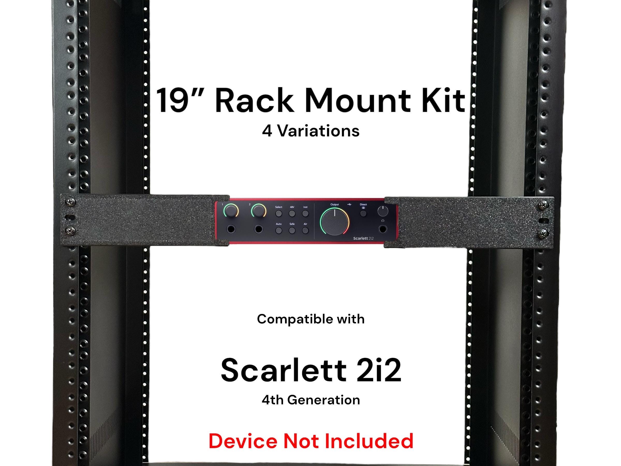 Rack Mount Kit for Focusrite Scarlett 2i2 4th Gen - 19” 1.5U PETG Brackets with Straps, Studio Recording Rack Accessory, 4 Variations
