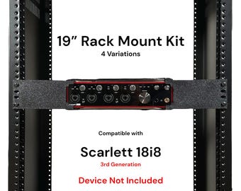 Rack Mount Kit for Focusrite Scarlett 18i8 3rd Gen - 19&quot; 1.5U PETG Brackets with Straps - Studio Recording Rack Accessories, 4 Variations