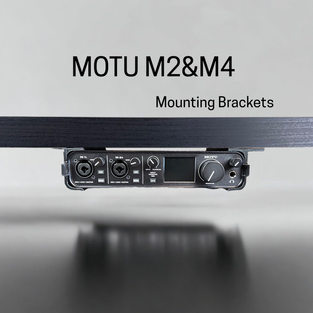 Motu M2 & M4 Audio Interface Desk Mounting Bracket Reversible Retention  Security Clips Snug Fit Screws Included. 