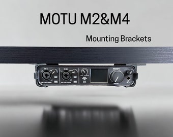 Motu M2 & M4 audio interface Desk Mounting Bracket | Reversible Retention Security Clips | Snug Fit | Screws included.